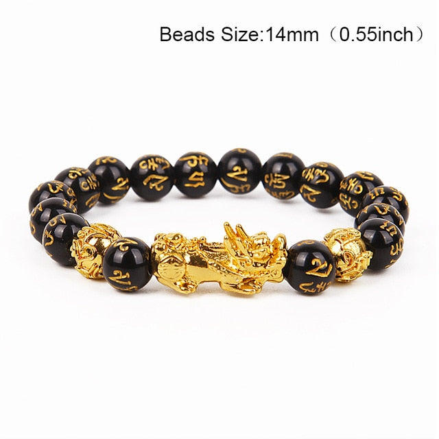 24 Styles Chinese Feng Shui Pi Xiu Obsidian Wristband Gold Wealth and Good Luck Bracelets Stone Beads Bracelet Men Women Unisex
