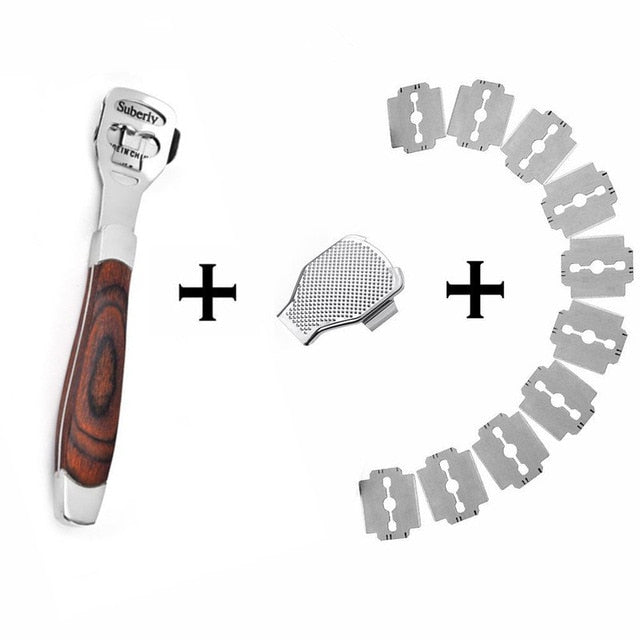 Foot Callus Shaver Heel Hard Skin Remover Hand Feet Pedicure Razor Tool Shavers Stainless Steel Handle 10 Blades Drop Shipping
