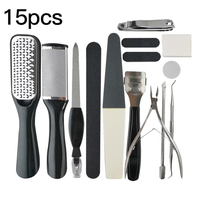 10/15Pcs Manicure Foot Care File Set Dead Hard Skin Callus Remover Scraper Pedicure Rasp Tool Feet Care Tool Kit Stainless Tool