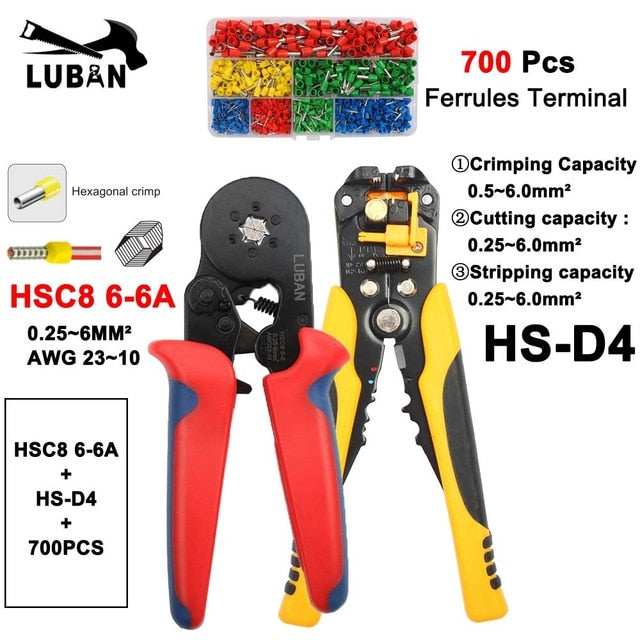 HSC8 6-6B HSC8 6-6A SELF-ADJUSTABLE CRIMPING PLIER 0.25-6mm terminals crimping tools multi TOP BRAND HSC8 6-6 23-10AWG