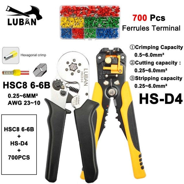 HSC8 6-6B HSC8 6-6A SELF-ADJUSTABLE CRIMPING PLIER 0.25-6mm terminals crimping tools multi TOP BRAND HSC8 6-6 23-10AWG