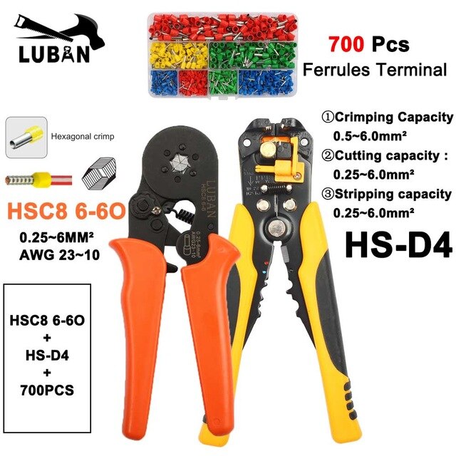 HSC8 6-6B HSC8 6-6A SELF-ADJUSTABLE CRIMPING PLIER 0.25-6mm terminals crimping tools multi TOP BRAND HSC8 6-6 23-10AWG