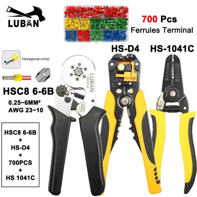 HSC8 6-6B HSC8 6-6A SELF-ADJUSTABLE CRIMPING PLIER 0.25-6mm terminals crimping tools multi TOP BRAND HSC8 6-6 23-10AWG
