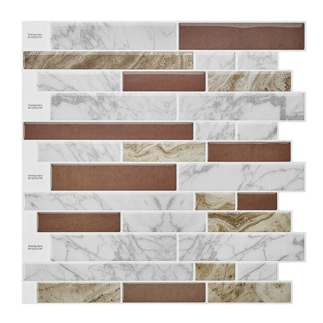 (Ship from USA)12"x12" Waterproof Self Adhesive Mosaic Tile Wall Sticker Peel and Stick Vinyl Kitchen Backsplash, 10 Sheets