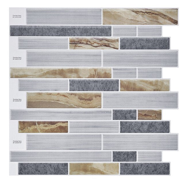 (Ship from USA)12"x12" Waterproof Self Adhesive Mosaic Tile Wall Sticker Peel and Stick Vinyl Kitchen Backsplash, 10 Sheets