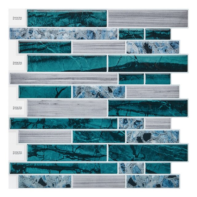 (Ship from USA)12"x12" Waterproof Self Adhesive Mosaic Tile Wall Sticker Peel and Stick Vinyl Kitchen Backsplash, 10 Sheets