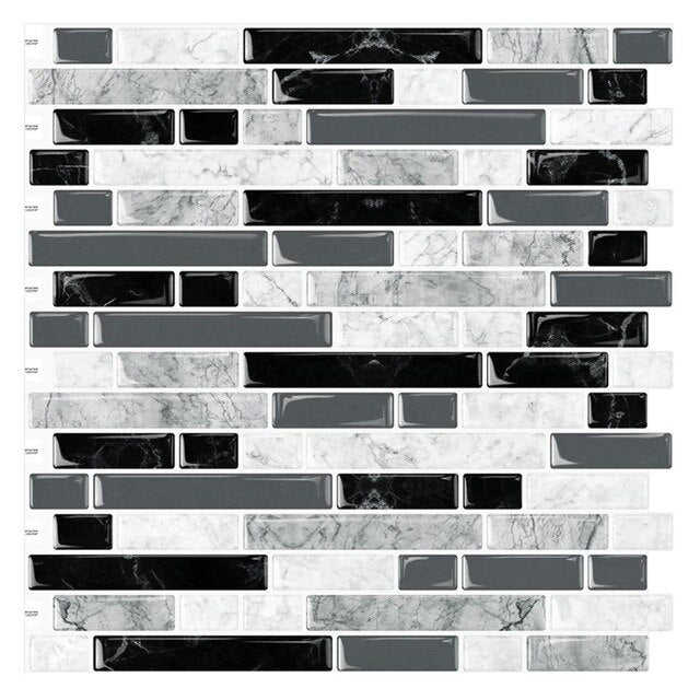 (Ship from USA)10PCS 12"x12" Sticky Tiles Waterproof Self Adhesive Peel and Stick Vinyl Backsplash Wall Kitchen Tile Stickers