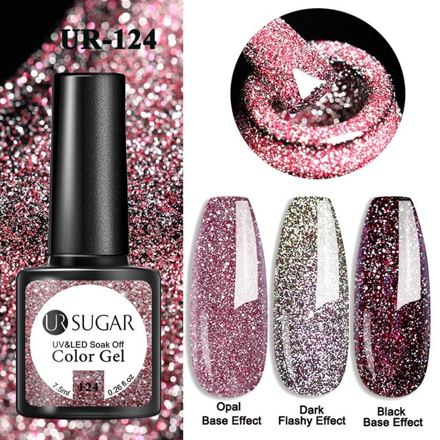 UR SUGAR 7.5ml Glitter UV Gel Nail Polish Glitter Sequins Soak Off UV Gel Varnish Colorful Nail Gel Polish DIY Nail Art Polish