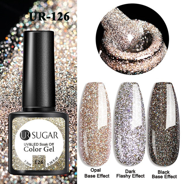 UR SUGAR 7.5ml Glitter UV Gel Nail Polish Glitter Sequins Soak Off UV Gel Varnish Colorful Nail Gel Polish DIY Nail Art Polish