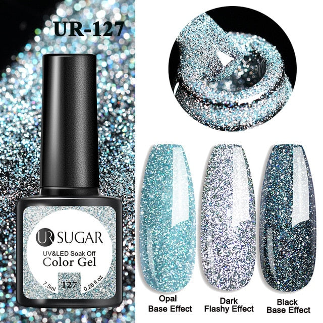 UR SUGAR 7.5ml Glitter UV Gel Nail Polish Glitter Sequins Soak Off UV Gel Varnish Colorful Nail Gel Polish DIY Nail Art Polish