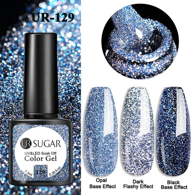 UR SUGAR 7.5ml Glitter UV Gel Nail Polish Glitter Sequins Soak Off UV Gel Varnish Colorful Nail Gel Polish DIY Nail Art Polish