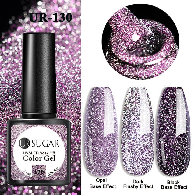 UR SUGAR 7.5ml Glitter UV Gel Nail Polish Glitter Sequins Soak Off UV Gel Varnish Colorful Nail Gel Polish DIY Nail Art Polish