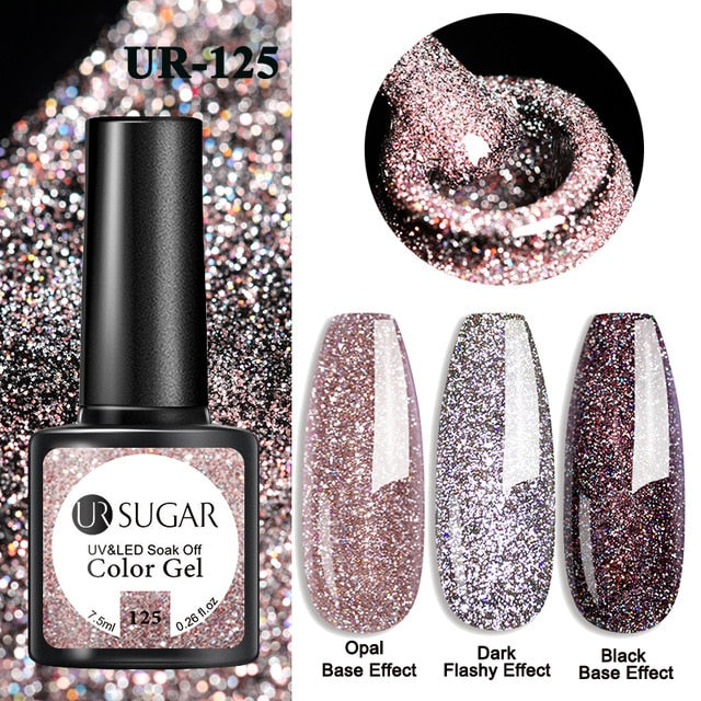 UR SUGAR 7.5ml Glitter UV Gel Nail Polish Glitter Sequins Soak Off UV Gel Varnish Colorful Nail Gel Polish DIY Nail Art Polish