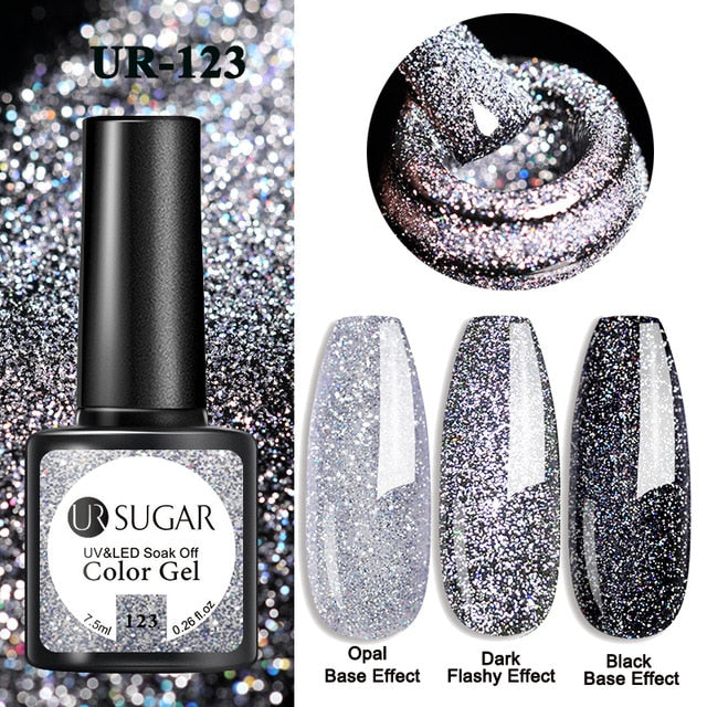UR SUGAR 7.5ml Glitter UV Gel Nail Polish Glitter Sequins Soak Off UV Gel Varnish Colorful Nail Gel Polish DIY Nail Art Polish