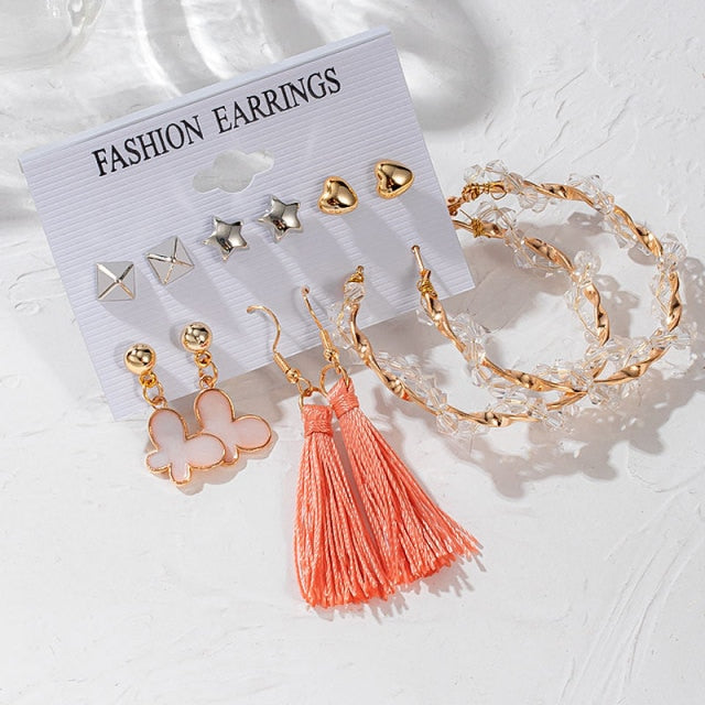 X&P New Bohemian Tassel Earrings Vintage Long Earrings For Women statement Acrylic Fashion Geometry Earrings 2021 Trend Jewelry
