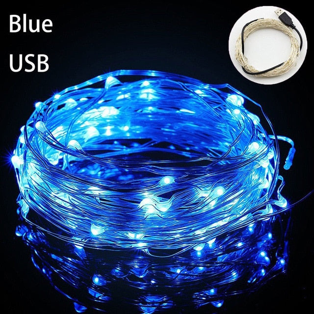 Fairy Light 1M 5M 10M 100 LEDS Starry String USB Lights Fairy Micro LED Transparent Wire for Party Christmas Wedding 6 colors