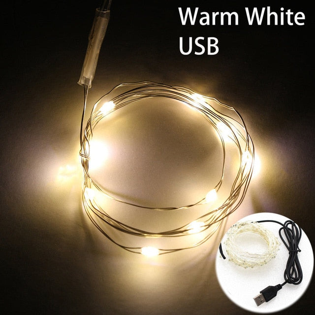 Fairy Light 1M 5M 10M 100 LEDS Starry String USB Lights Fairy Micro LED Transparent Wire for Party Christmas Wedding 6 colors