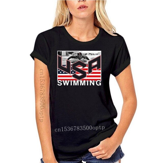 Summer Short Sleeves Cotton Fashion Top Tee USA Swimminger Team Michael Phelps Men's SHIPS FROM OHIO USA T shirt