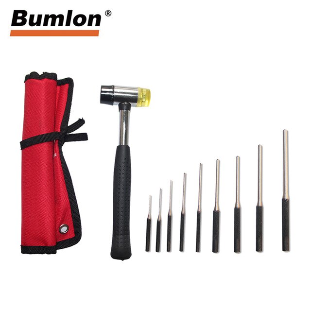 Tactical 9PCS Roll Pin Punch Set with Soft Rubber Mallet Hammer Gun Bolt Catch Roll Up Case Tool Kit Hunting Tools Ship from USA