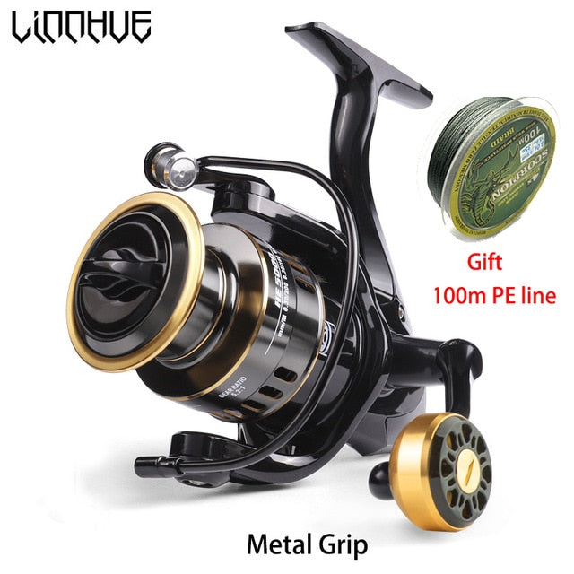 LINNHUE Fishing Reel HE500-7000 Drag 10kg Metal Ball Grip Spool Spinning Reel Saltwater Reel carp Reel Fishing Send Gift Line