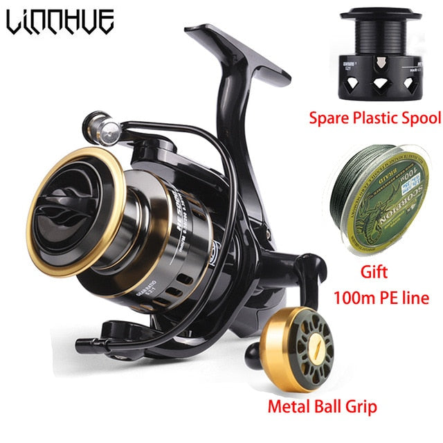 LINNHUE Fishing Reel HE500-7000 Drag 10kg Metal Ball Grip Spool Spinning Reel Saltwater Reel carp Reel Fishing Send Gift Line