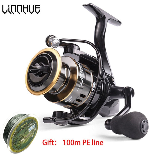 LINNHUE Fishing Reel HE500-7000 Drag 10kg Metal Ball Grip Spool Spinning Reel Saltwater Reel carp Reel Fishing Send Gift Line