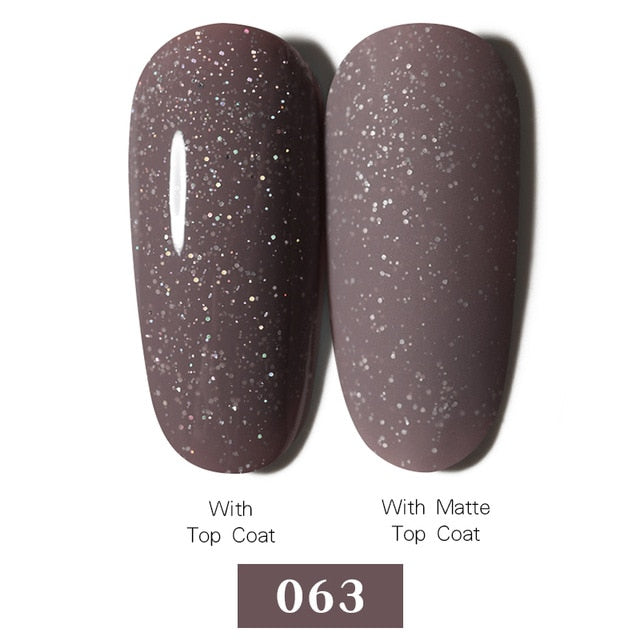 LEMOOC Nail Gel Polish Autumn Winter Color Varnishes Glitter Sequins Soak Off Semi Permanant UV LED Nail Art Hybrid Lacquers