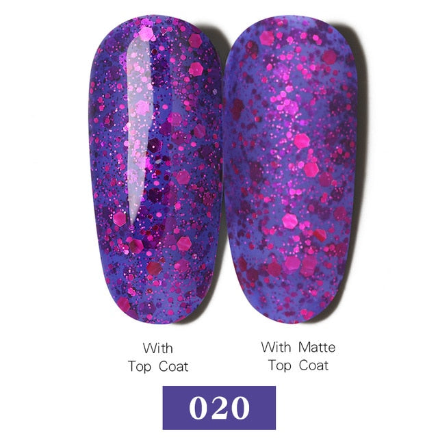 LEMOOC Nail Gel Polish Autumn Winter Color Varnishes Glitter Sequins Soak Off Semi Permanant UV LED Nail Art Hybrid Lacquers