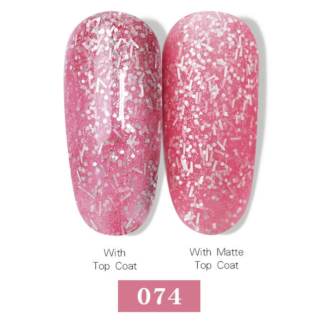 LEMOOC Nail Gel Polish Autumn Winter Color Varnishes Glitter Sequins Soak Off Semi Permanant UV LED Nail Art Hybrid Lacquers