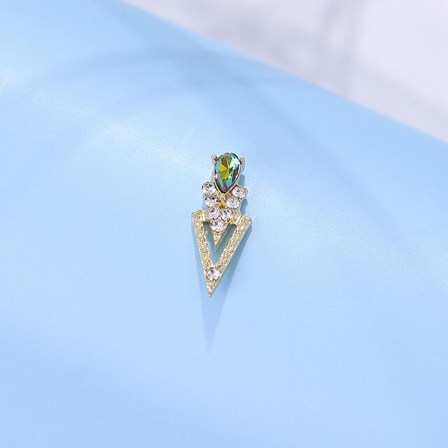 10Pcs K Gold Luxury AB Diamond Triangle 3D Nail Art Decorations Nails Rhinestones Nail Supplies Charms Stone 2020 New Arrival
