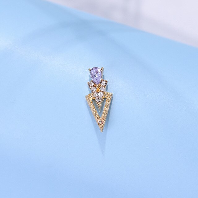 10Pcs K Gold Luxury AB Diamond Triangle 3D Nail Art Decorations Nails Rhinestones Nail Supplies Charms Stone 2020 New Arrival