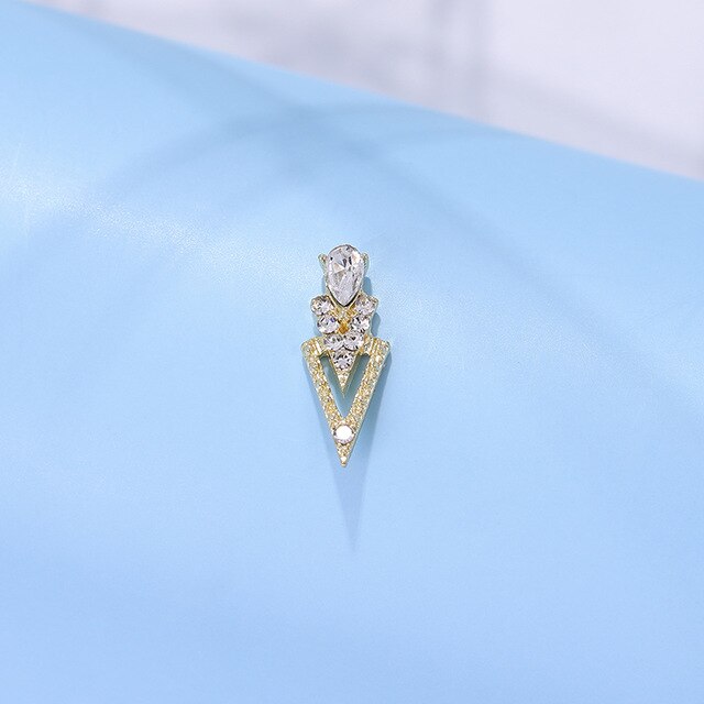 10Pcs K Gold Luxury AB Diamond Triangle 3D Nail Art Decorations Nails Rhinestones Nail Supplies Charms Stone 2020 New Arrival