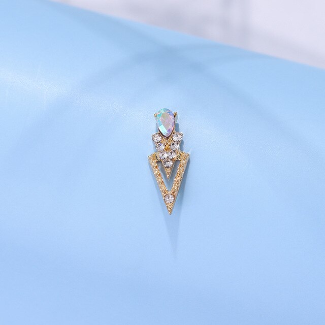 10Pcs K Gold Luxury AB Diamond Triangle 3D Nail Art Decorations Nails Rhinestones Nail Supplies Charms Stone 2020 New Arrival