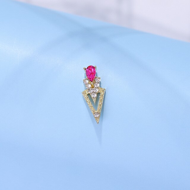 10Pcs K Gold Luxury AB Diamond Triangle 3D Nail Art Decorations Nails Rhinestones Nail Supplies Charms Stone 2020 New Arrival