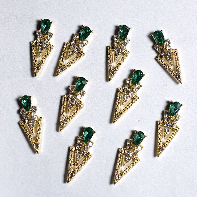 10Pcs K Gold Luxury AB Diamond Triangle 3D Nail Art Decorations Nails Rhinestones Nail Supplies Charms Stone 2020 New Arrival
