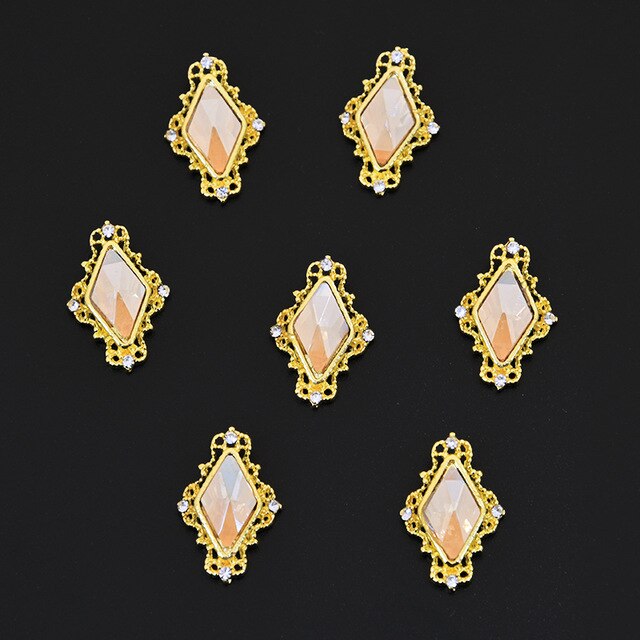 10pcs Japan Frame Heart Rhombus 3D Crystal Frame Parts Crystal Nail Charm Nail Metal Charm Crystal Supplies Jewelry Accessory