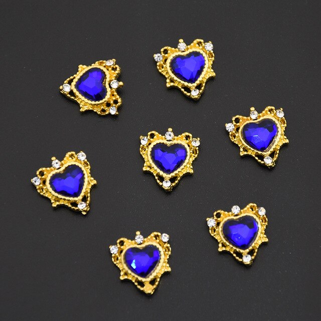 10pcs Japan Frame Heart Rhombus 3D Crystal Frame Parts Crystal Nail Charm Nail Metal Charm Crystal Supplies Jewelry Accessory