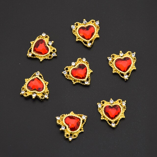10pcs Japan Frame Heart Rhombus 3D Crystal Frame Parts Crystal Nail Charm Nail Metal Charm Crystal Supplies Jewelry Accessory