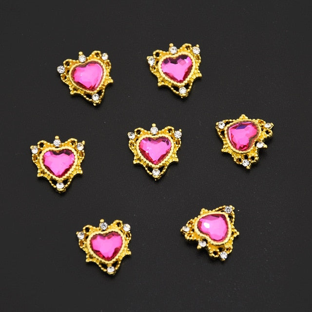 10pcs Japan Frame Heart Rhombus 3D Crystal Frame Parts Crystal Nail Charm Nail Metal Charm Crystal Supplies Jewelry Accessory