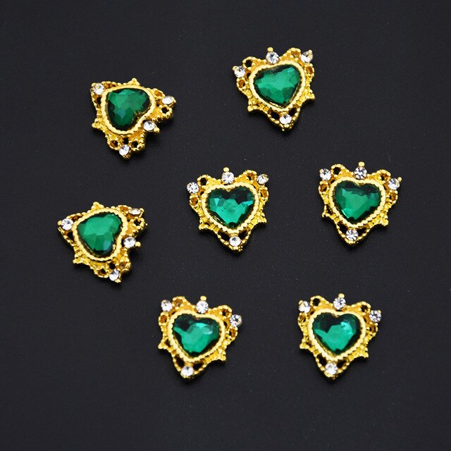 10pcs Japan Frame Heart Rhombus 3D Crystal Frame Parts Crystal Nail Charm Nail Metal Charm Crystal Supplies Jewelry Accessory