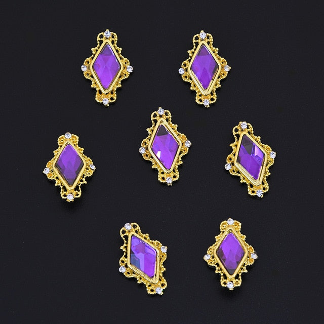 10pcs Japan Frame Heart Rhombus 3D Crystal Frame Parts Crystal Nail Charm Nail Metal Charm Crystal Supplies Jewelry Accessory