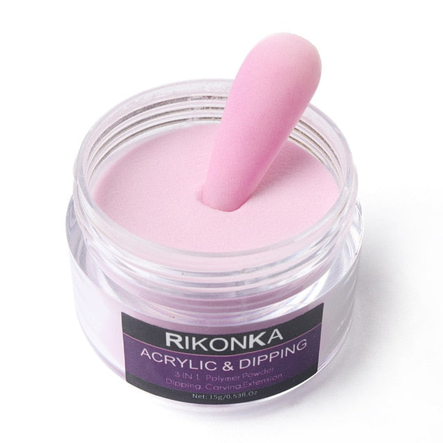 15g Acrylic Powder For Nail Extension Carving Professionals Nail Supplies UV Gel Crystal Dipping Powder Pink Purple Pigment Dust