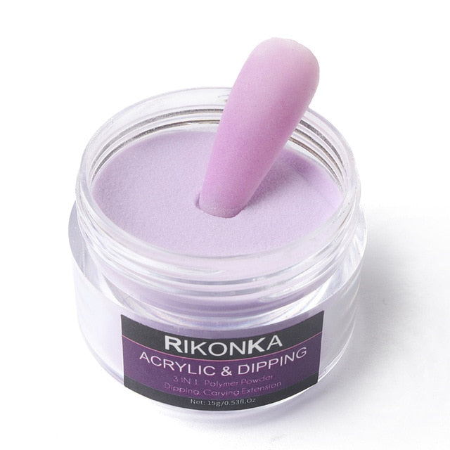 15g Acrylic Powder For Nail Extension Carving Professionals Nail Supplies UV Gel Crystal Dipping Powder Pink Purple Pigment Dust