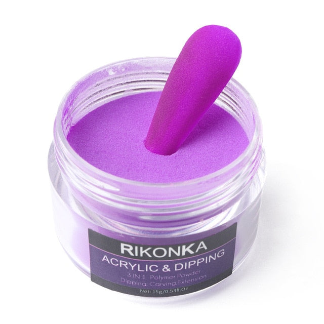 15g Acrylic Powder For Nail Extension Carving Professionals Nail Supplies UV Gel Crystal Dipping Powder Pink Purple Pigment Dust