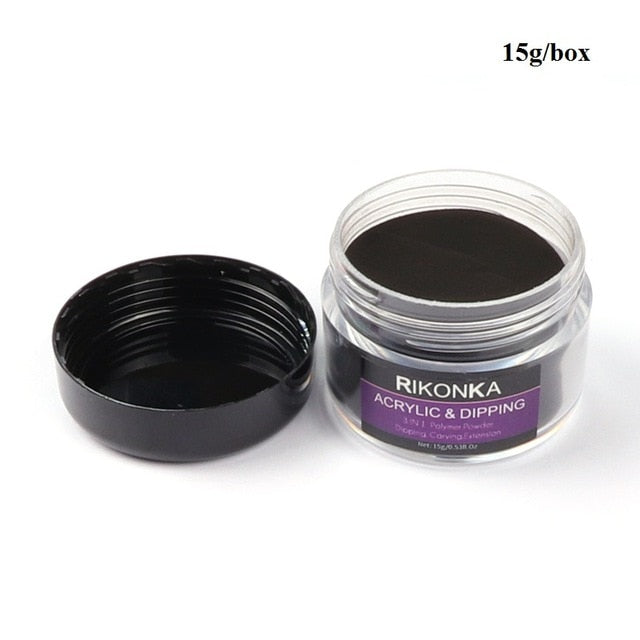 15g Acrylic Powder For Nails Glitter Dust Black Carving Crystal Polymer Nail Art Decorations 3D Crystal Polish Manicure Supplies