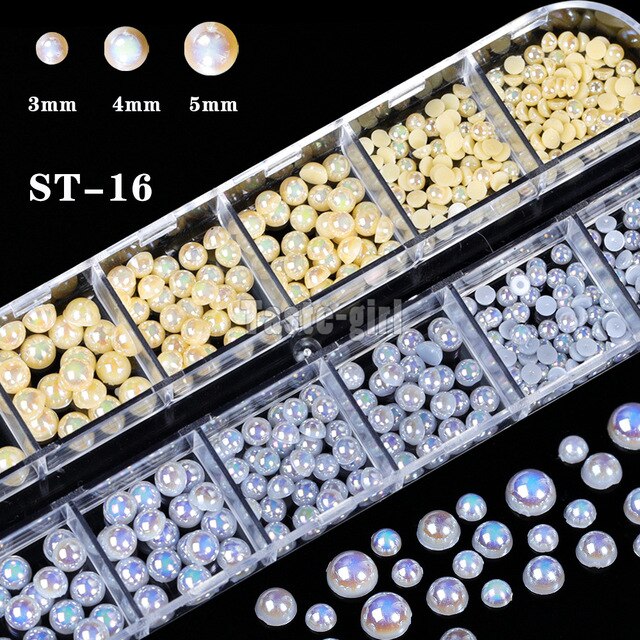 1 Box Colorful Various Petal Flowers Bow Ties Glazed Pearl 3d Nail Art Decorations Charms Nail Glitter Supplies Tools Jewelry