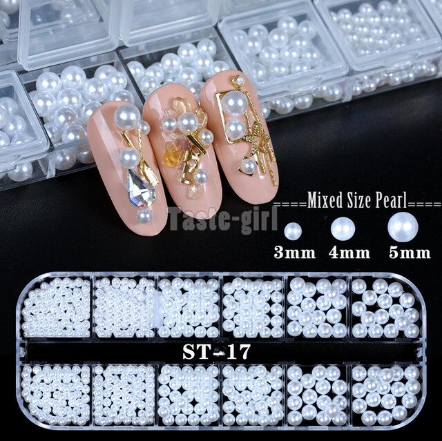 1 Box Colorful Various Petal Flowers Bow Ties Glazed Pearl 3d Nail Art Decorations Charms Nail Glitter Supplies Tools Jewelry