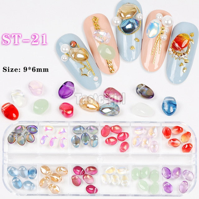 1 Box Colorful Various Petal Flowers Bow Ties Glazed Pearl 3d Nail Art Decorations Charms Nail Glitter Supplies Tools Jewelry