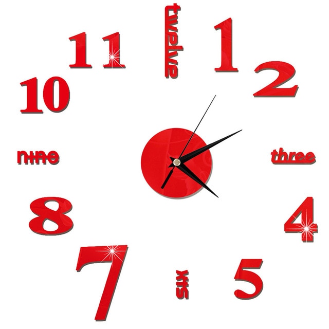 Mini Home Wall Clock 3D DIY Acrylic Mirror Stickers For Home Decoration Living Room Quartz Needle Self Adhesive Hanging Watch