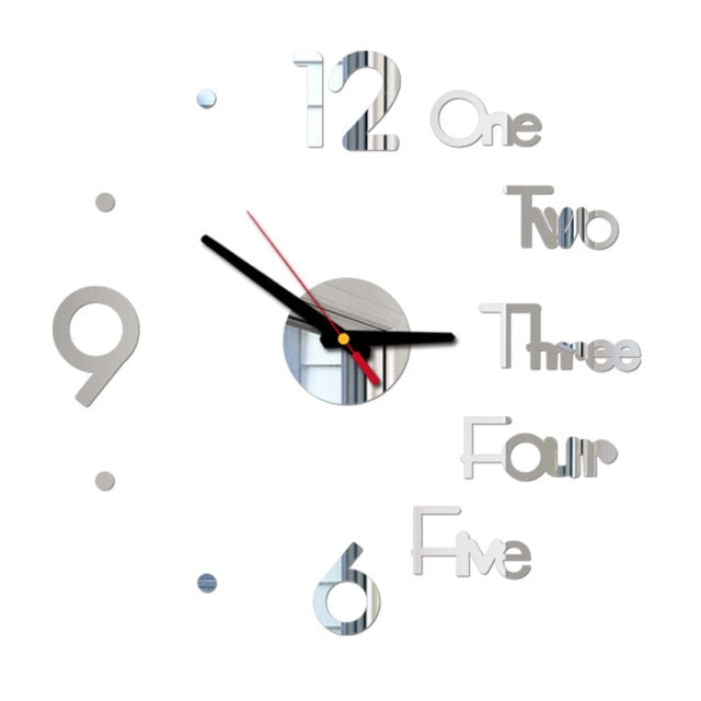 Mini Home Wall Clock 3D DIY Acrylic Mirror Stickers For Home Decoration Living Room Quartz Needle Self Adhesive Hanging Watch